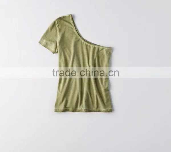 MGOO Sexy One Shoulder T-Shirt Summer Cotton Tank Tops Popular Wholesale Women Fashion Tops photo-4