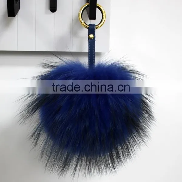 Myfur 15 CM Beige Puff Ball Keychain Fur Pompom Keychain Bag Charms photo-5