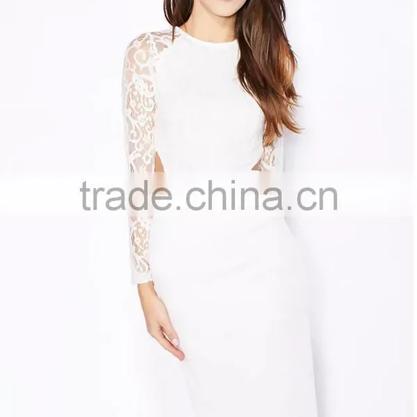 High Quality Wholesale China Factory Trendy Style Long Sleeve Summer Lace Midi Dress photo-2