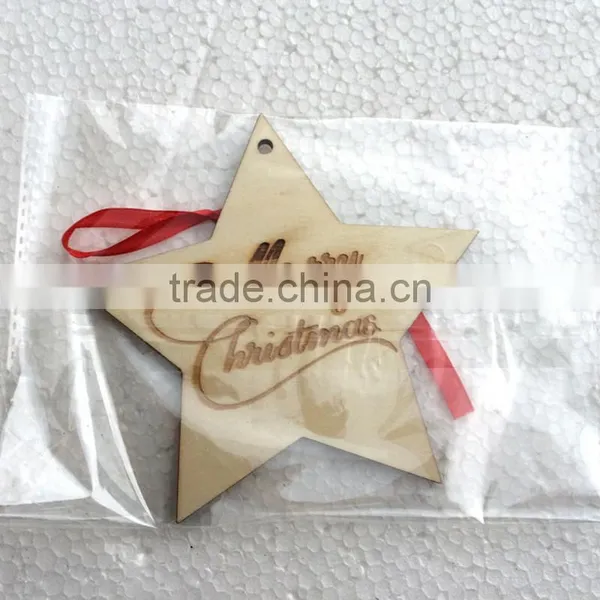 Christmas Ornament Hanging Decoration DIY Carving Star Wood Craft photo-4