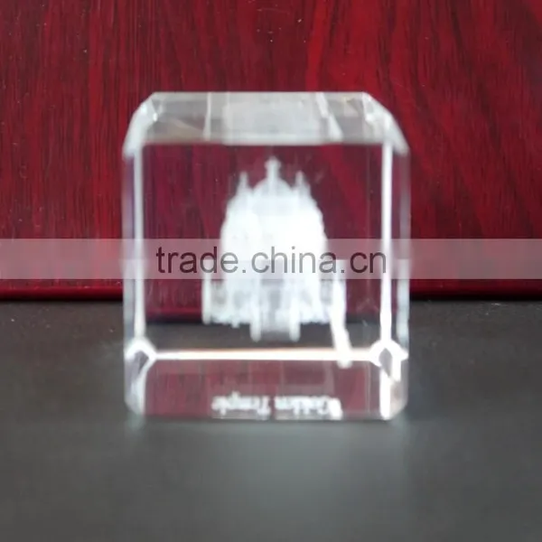 3D Laser Engraved Indian Golden Temple Cube Religious Crystal Souvenirs Crystal Gifts photo-2