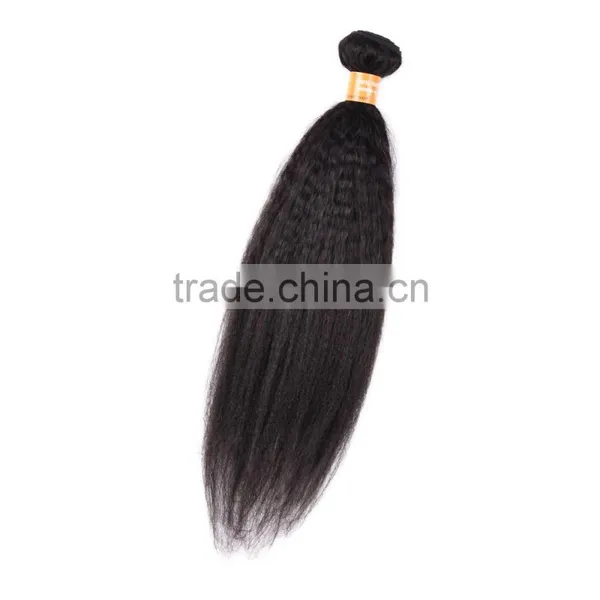 New Style Natural Colored Top Quality Indian Kinky Straight Yaki Hair Weave photo-4