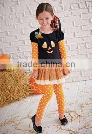 Wholesale Flower Embroidery Halloween Kids Outfits photo-4