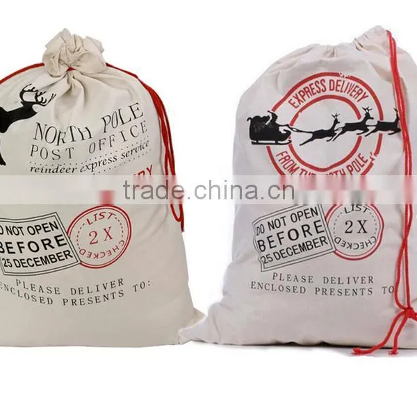 Wholesale Personalised Christmas Canvas Santa Sack With Drawing in Stock photo-4