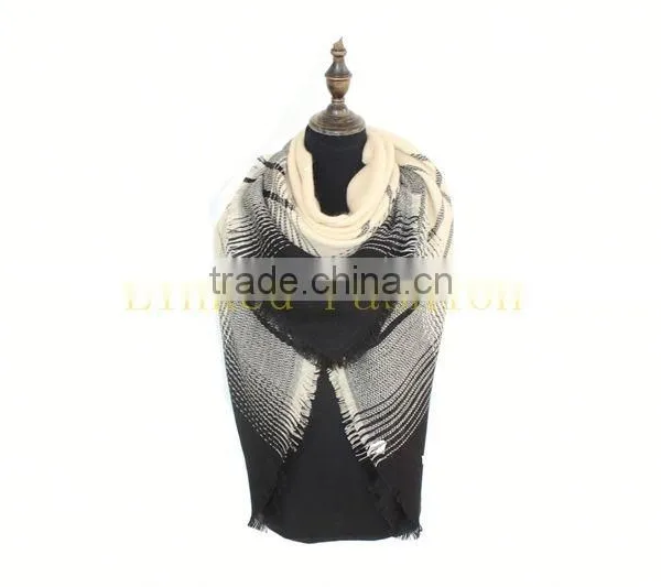 Women's Fashion Long Shawl Big Grid Winter Warm Cashmere Scarf