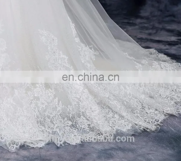 One Shoulder Tulle French Lace Bridal Dresses Elegant Beaded Weeding Dresses photo-5