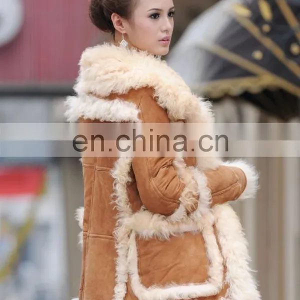 New Style Lamb Skin Leather Coat One Whole Leather for Women photo-3