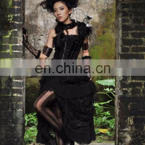Gothic Steampunk Laces and Frills Layered High Low Skirt photo-6
