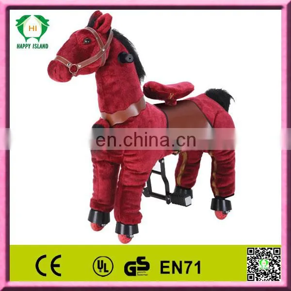 HI top quality plush PU mechanical horse on riding, ride on horse toys for kids
