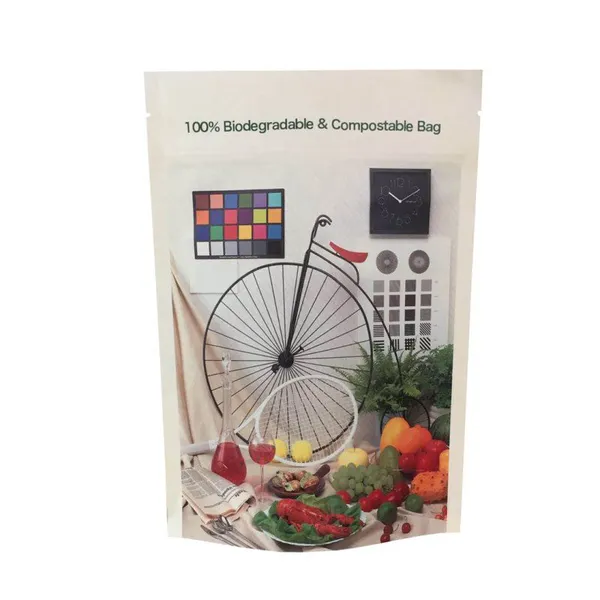 Wholesale 100% Full Biodegradable Degradable Plastic Bag Sustainable Seed Food Doypack Packaging With Tear Notch photo-2