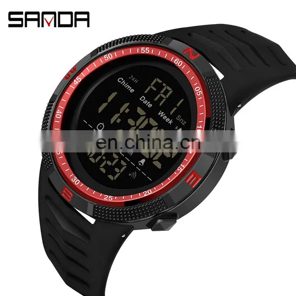 SANDA 6014 Branded Men Digital Wristwatch Luminous Alarm Water Resistant Multi-functional Fashion Boys Led Watches photo-3