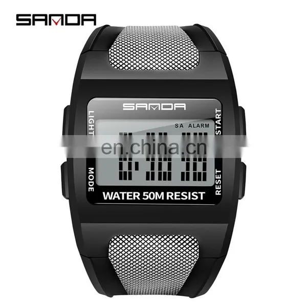 SANDA 222 Trendy High End Men's Digital Sports Watch Resin Strap Luminous Week Display Male Watches photo-2