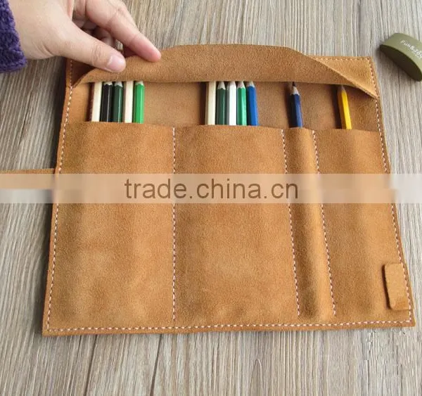 Vintage Style Cow Leather Cosmetic Organizer Bag Large Capacity Pen Holder Organizer photo-6