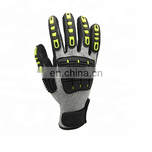 13G HPPE Liner Sandy Nitrile Coated TPR Anti Impact Work Mechanic Cut Resistant Safety Gloves photo-3