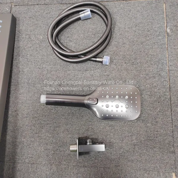 Shower Set With Grey Finish Waterfall Rainfall Showerhead Handheld Shower Head photo-3