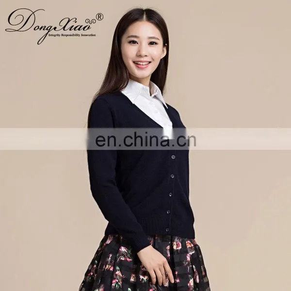 Custom Logo Women's Casual Knitted V-Neck Cashmere Cardigan Sweater With Buttons for Autumn Season With Simple Fashion Element photo-2