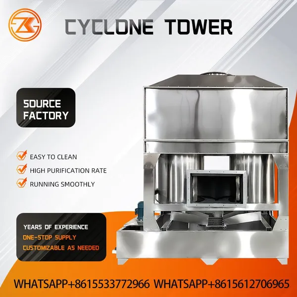 PP Anti-corrosion Cyclone Spray Tower Acid Alkali Chemical Waste Gas Neutralization Equipment Matching Activated Carbon Box photo-3