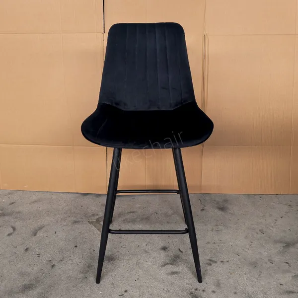Wholesale European Design Iron Metal Velvet Modern Eco-Friendly Durable Steady Commercial Hotel Dining Bar Stools for Kitchen