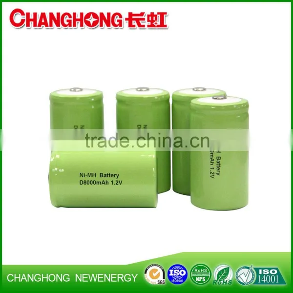 1.2V D Ni-mh Rechargeable Battery Sealed Rechargeable Nickel Metal Hydride Battery