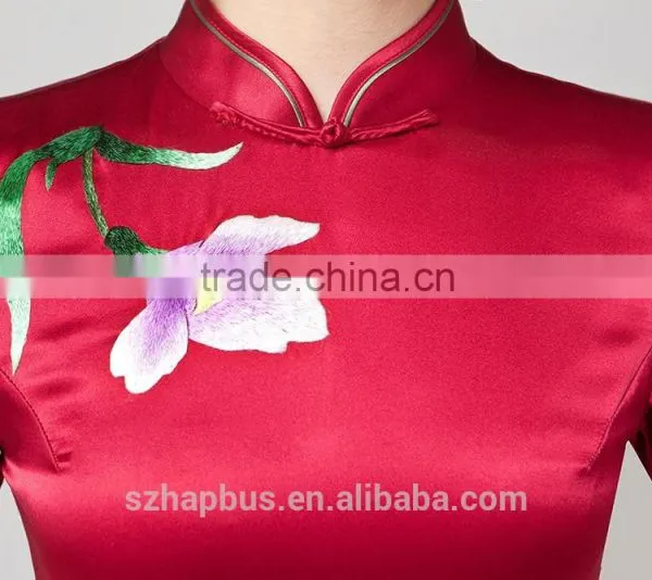 Handmade Silk Embroidery Qipao /Cheongsam in Pure Mulberry Silk photo-4