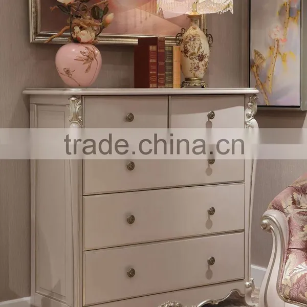 New French Rococo Style Purple Bedroom Furniture Set Wood High Back Full Leather Bed photo-5