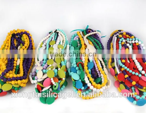 Silicone Chewable Necklace Wholesale/Food-safe Baby Enjoy Bead Necklace photo-2