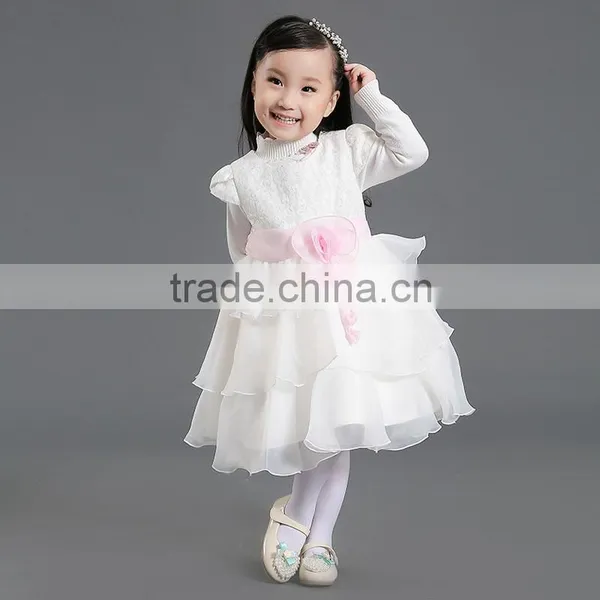 Wholesale Winter Lace Puffy Princess Baby Girl Kids Clothes 4-12Y