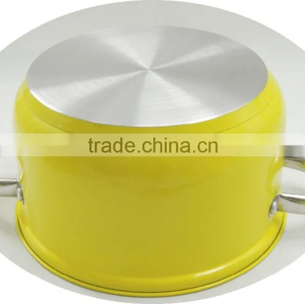 Low Cost Yellow Painting Exterior Stainless Steel Pot Kitchen Utensil photo-3