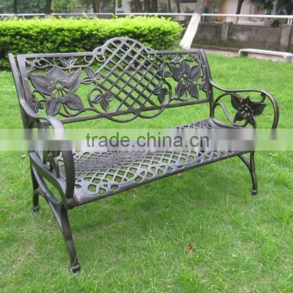 French Style Cast Aluminum Iron Metal Park Bench Garden Chair photo-3