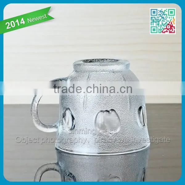 Frosted Tea Cups Embossed Logo Glass Tea Cup With Handle photo-2