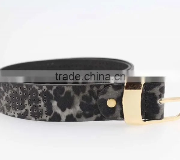 2015 Designer Fashion Women's Leopard Pointed Plain Pierced Belt With Fuax Leather Factory China photo-4