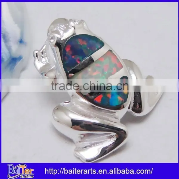 Many Designs !!! 925 Sterling Silver Black Opal Necklaces Big Animal Frog Pendant photo-2