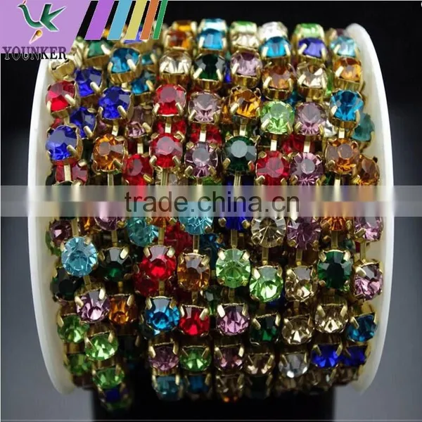 15 FEET 5Yard SS12 3mm Purple Crystal Silver Plated Rhinestone Chain Trims Cup Chain Wedding Garments Decoration YSCHC1027 photo-5