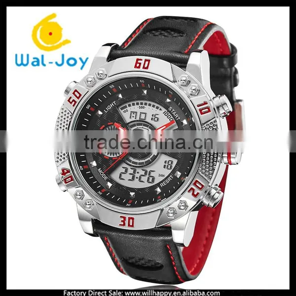 WJ-5446 Genuine Leather Strap IP Plating High Quality Double Show Ohsen Waterproof Men Sport Watch photo-5