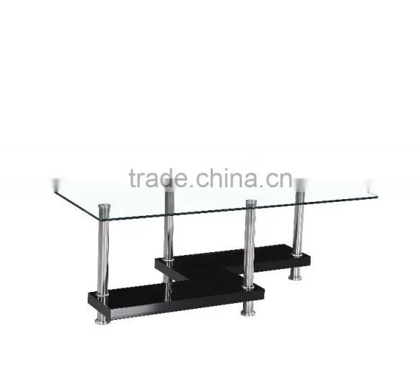 New Design Wooden Shelf Glass Top Coffee Table