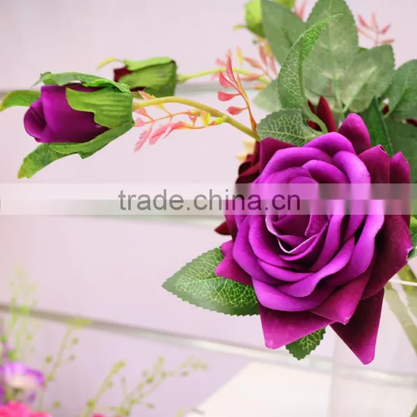 Two Heads Real Touch Roses Flower Artificial Flowers Roses Silk Flowers Wedding photo-5