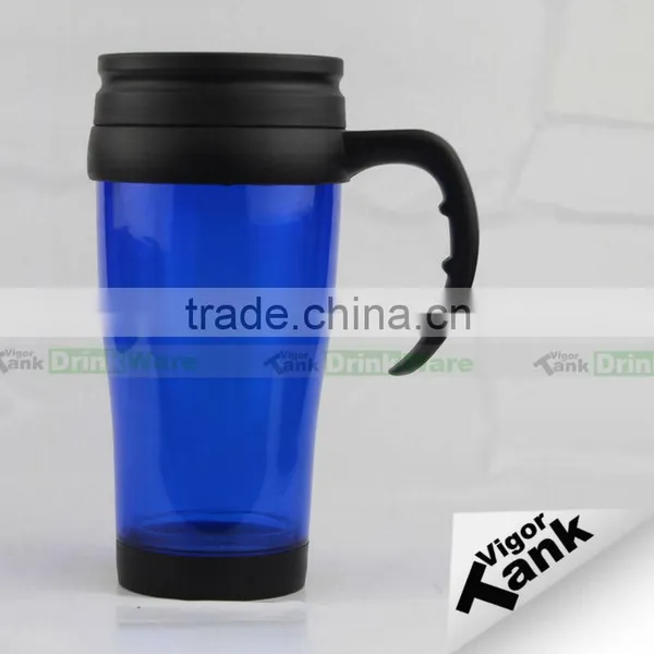 Customized Double Walled 450ml Plastic Cup With Handle