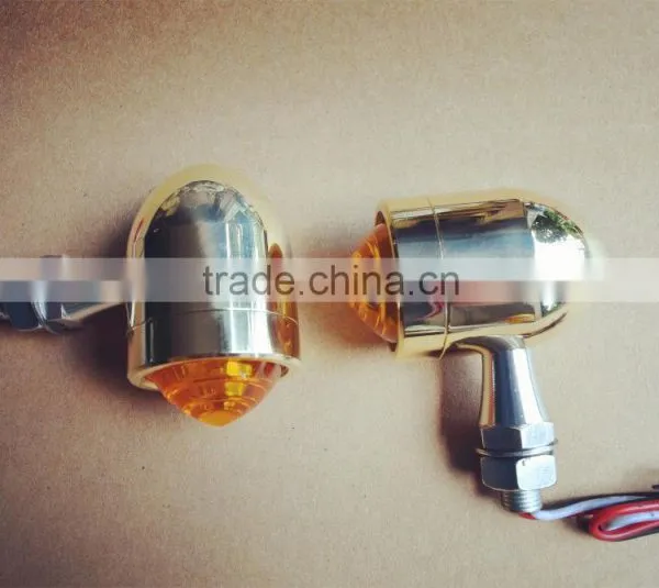 MOTORCYCLE MARKER/ TURN SIGNALS BRASS BLACK LIGHTS LED photo-3