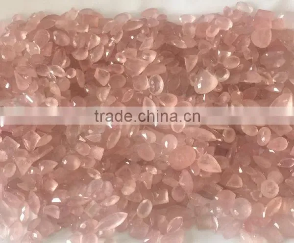 Natural Rose Quartz Checker Cut Loose Gemstones Healing Reiki Crystal Pink