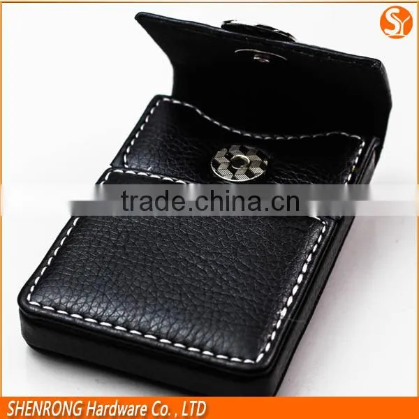 Vertical Black PU Leather Credit Card Holder With Magnetic Button Closure and Embossing LOGO photo-3