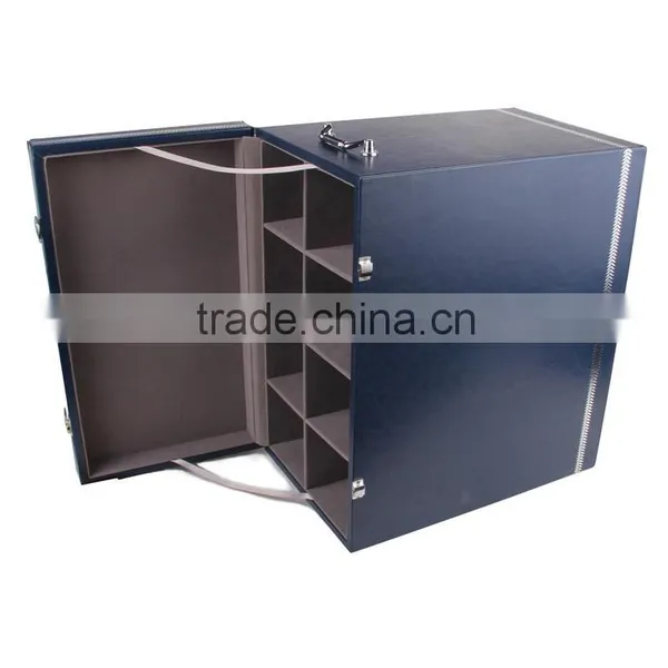 Wholesale Custom 8 Bottles of Red Wine Champagne Boxes, Black Leather Gift Box photo-4
