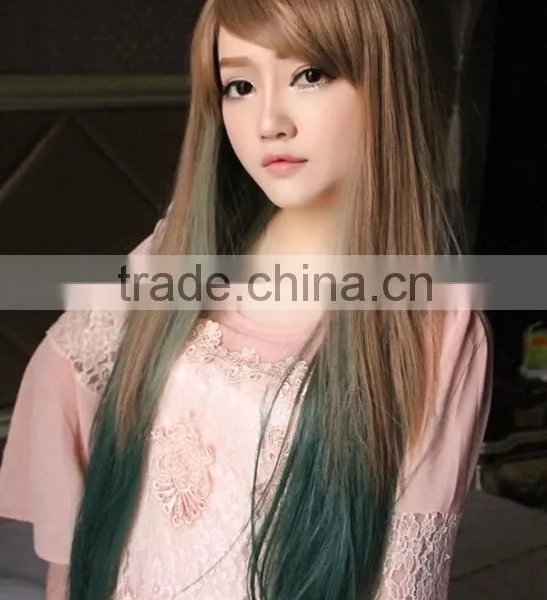 ****** Women Long Straight Brown Flaxen Costume Sythetic Hair Cosplay Party Full Wig photo-3