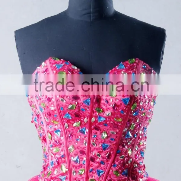 J-0094pink High Quality Luxury Bling Bling Sexy Crystal and Sequin Cooktail Dresses photo-5