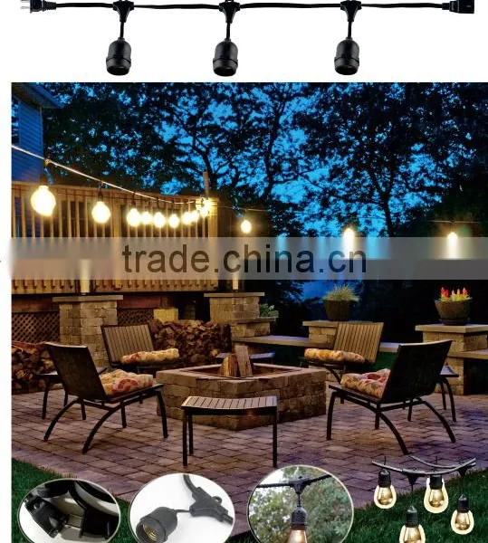 H30352 20 Bulbs Vintage Patio String Lights Black Cord Clear Glass Edison Bulbs 44' photo-2