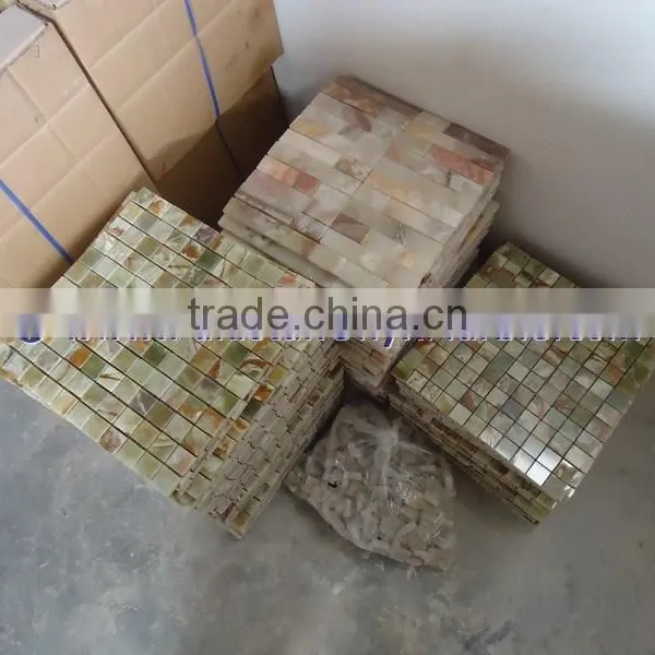 NATURAL STONE BEST PRICE LIGHT GREEN ONYX MOSAIC TILES COLLECTIONS photo-3
