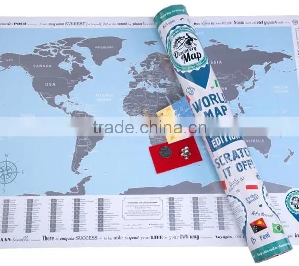 New World Map With Scratch off Flags Edition Tube Packaging Scratch Travel World Map AMA-13 photo-6