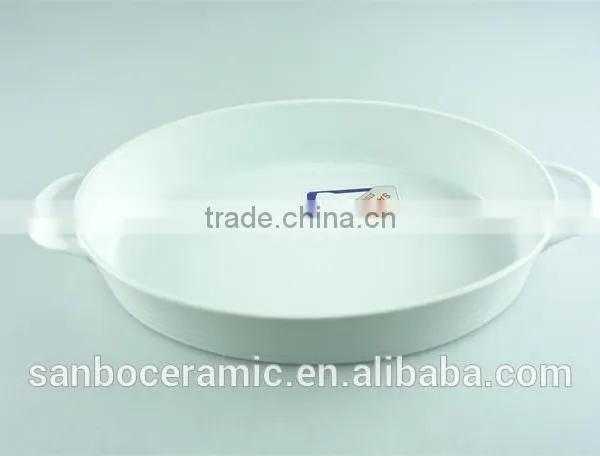 Wholesale White Cheap Oval Ceramic Bakeware With Handles in Stock photo-2