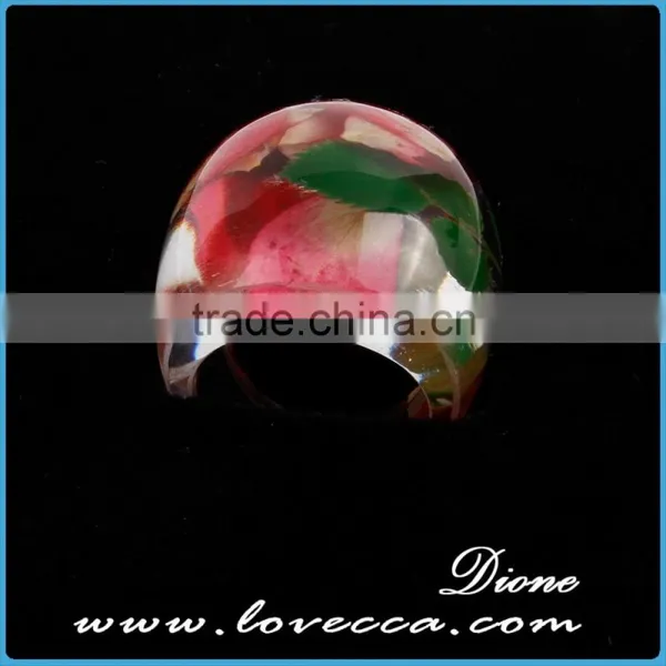 Rose Flower Resin Ring Newest Deisgn Clear Resin Real Flower Ring Jewelry photo-4