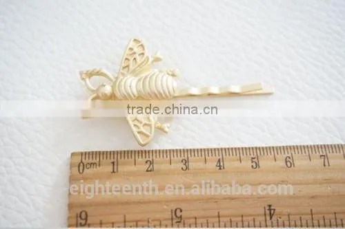 Fashion Gold Tone Bee Hairpin Side Clip Hair Accessories Hair Clip Hairpin For Women photo-2