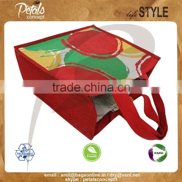 PP Laminated Jute Tote Bag With Web Handle & With Hanging Zip Pocket photo-3